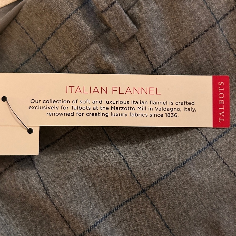 Talbots Italian Flannel Wool Wide Leg Plaid Trousers 2 - Picture 10 of 10